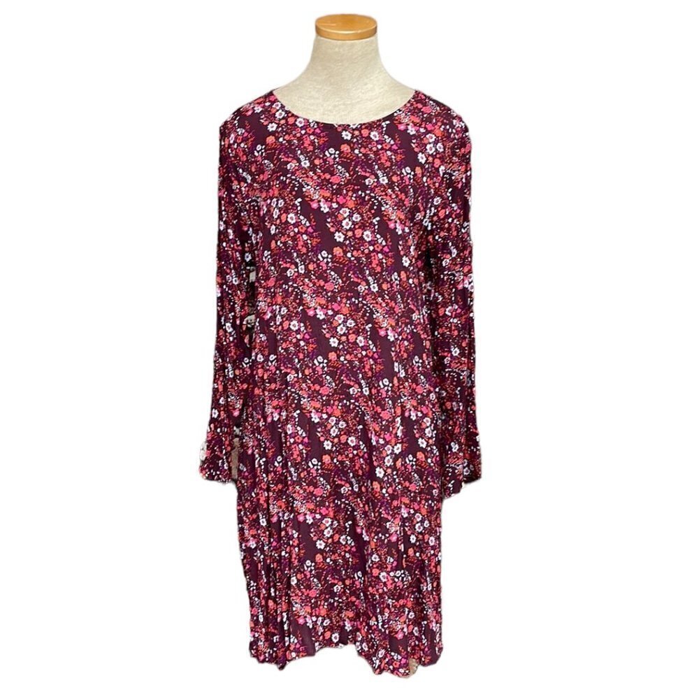 GAP Floral Dress NWT Long Sleeve Red Orange Size Large L